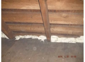 Remember all the squirrel problems?  Here's what we're doing about them.  This is spray foam insulation to fill in all the gaps.