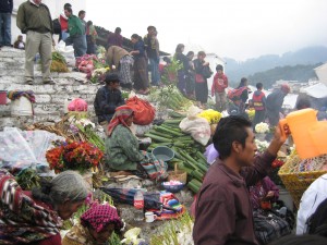 The church in Chichicastenango on market day.