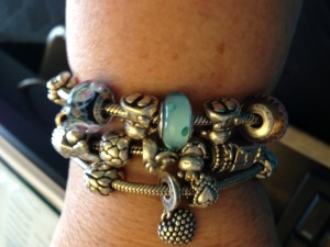 Leigh's "new" charm bracelet.  She says she has an older one, too.